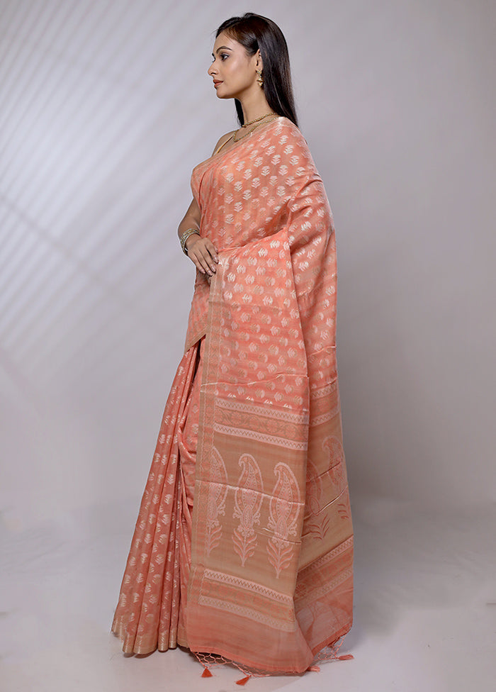 Pink Cotton Saree With Blouse Piece