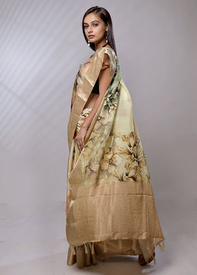 Cream Dupion Silk Saree With Blouse Piece