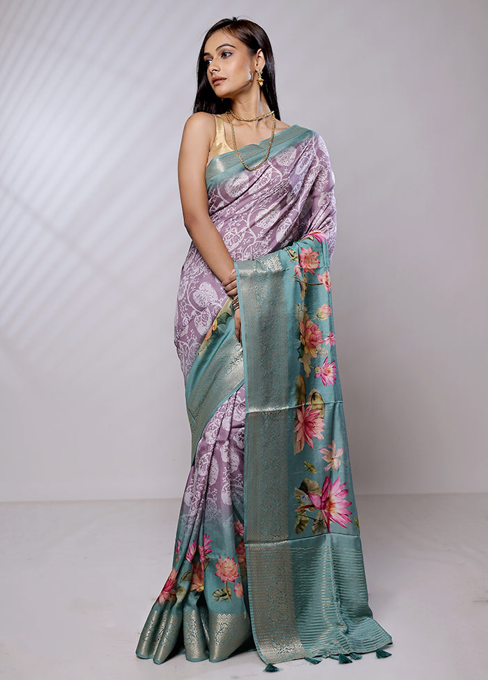 Purple Dupion Silk Saree With Blouse Piece