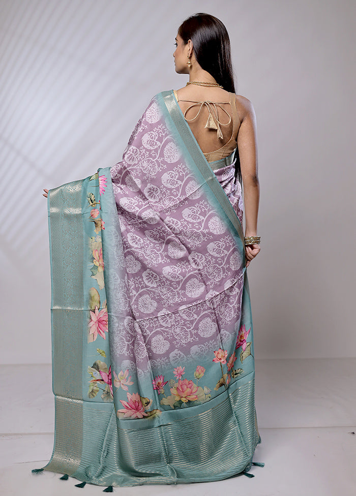 Purple Dupion Silk Saree With Blouse Piece