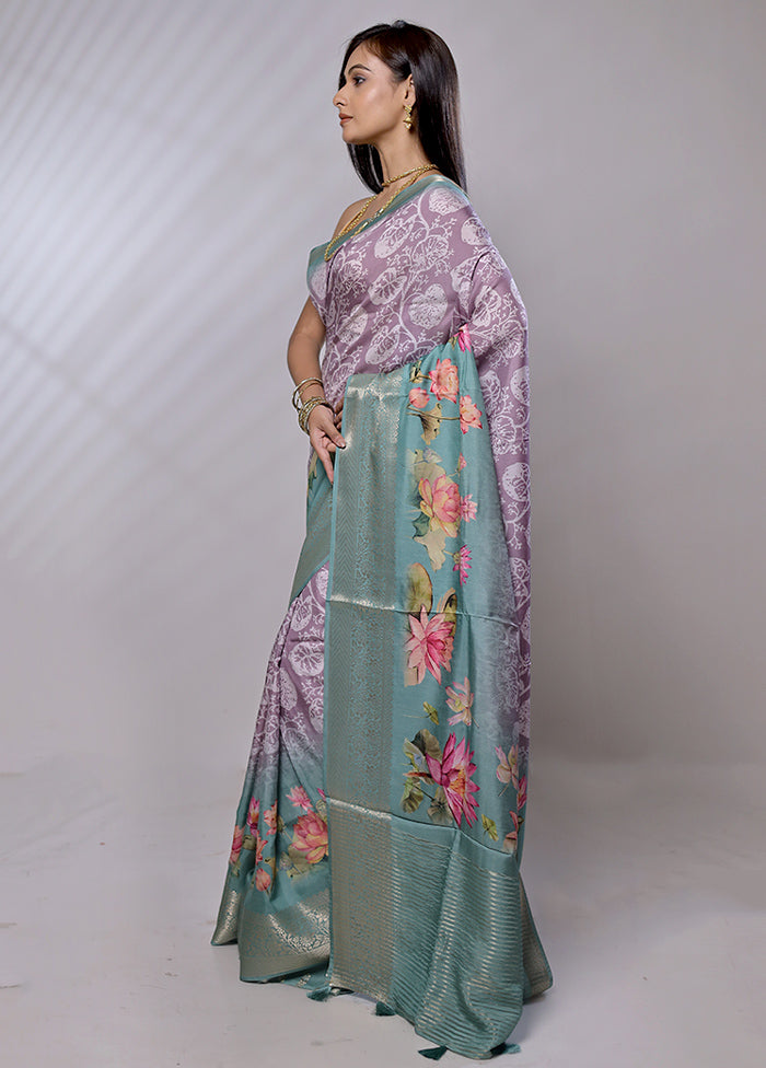 Purple Dupion Silk Saree With Blouse Piece