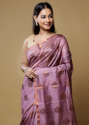 Purple Kora Silk Saree With Blouse Piece