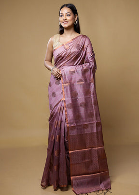 Purple Kora Silk Saree With Blouse Piece