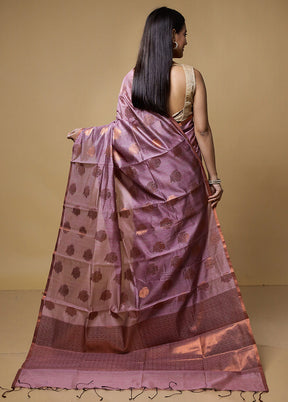 Purple Kora Silk Saree With Blouse Piece