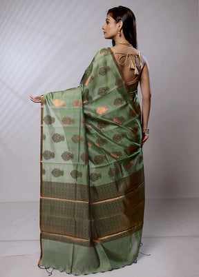 Green Kora Silk Saree With Blouse Piece