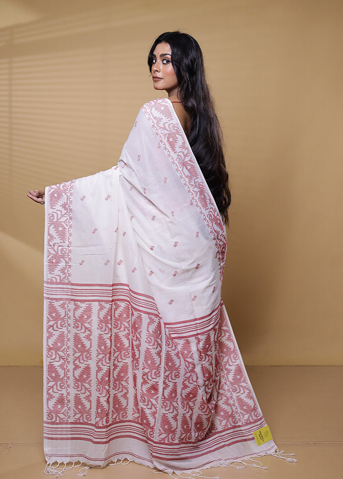 White Cotton Saree With Blouse Piece
