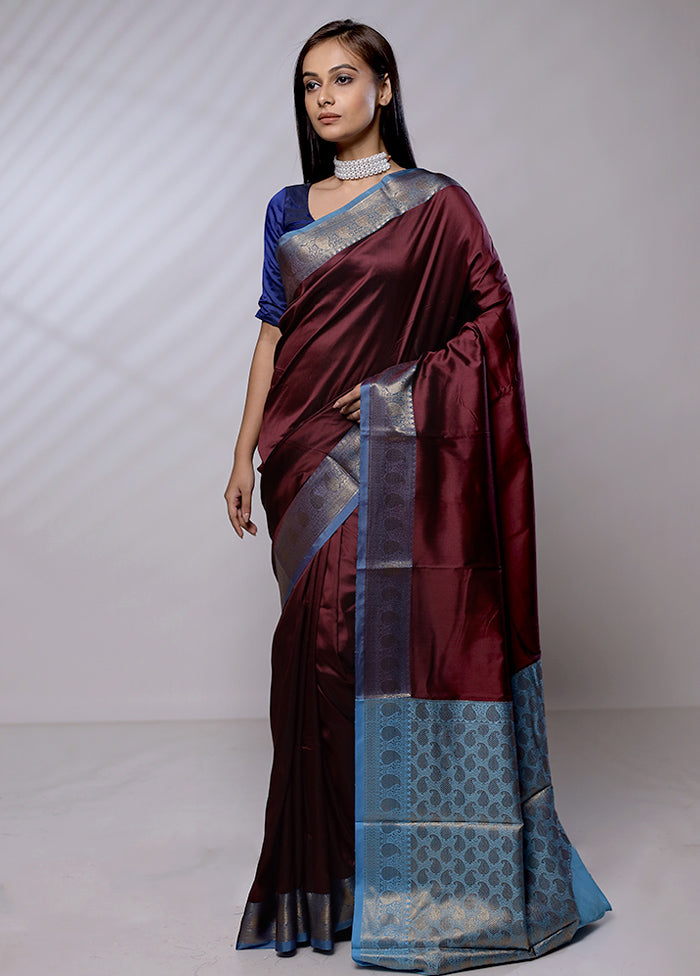 Maroon Katan Silk Saree With Blouse Piece - Indian Silk House Agencies