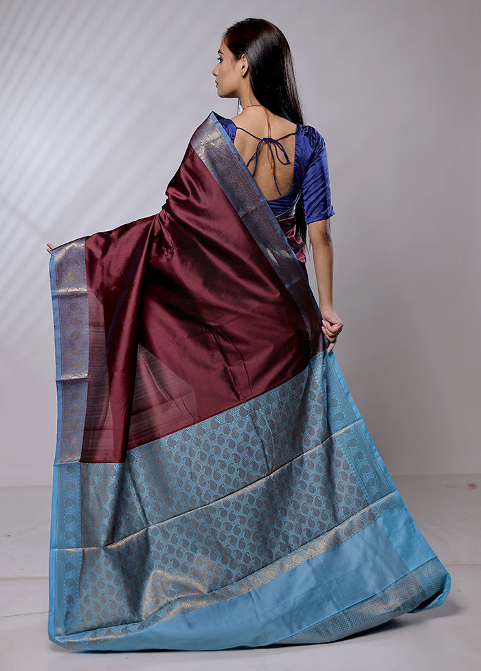 Maroon Katan Silk Saree With Blouse Piece - Indian Silk House Agencies