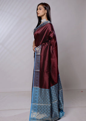 Maroon Katan Silk Saree With Blouse Piece - Indian Silk House Agencies