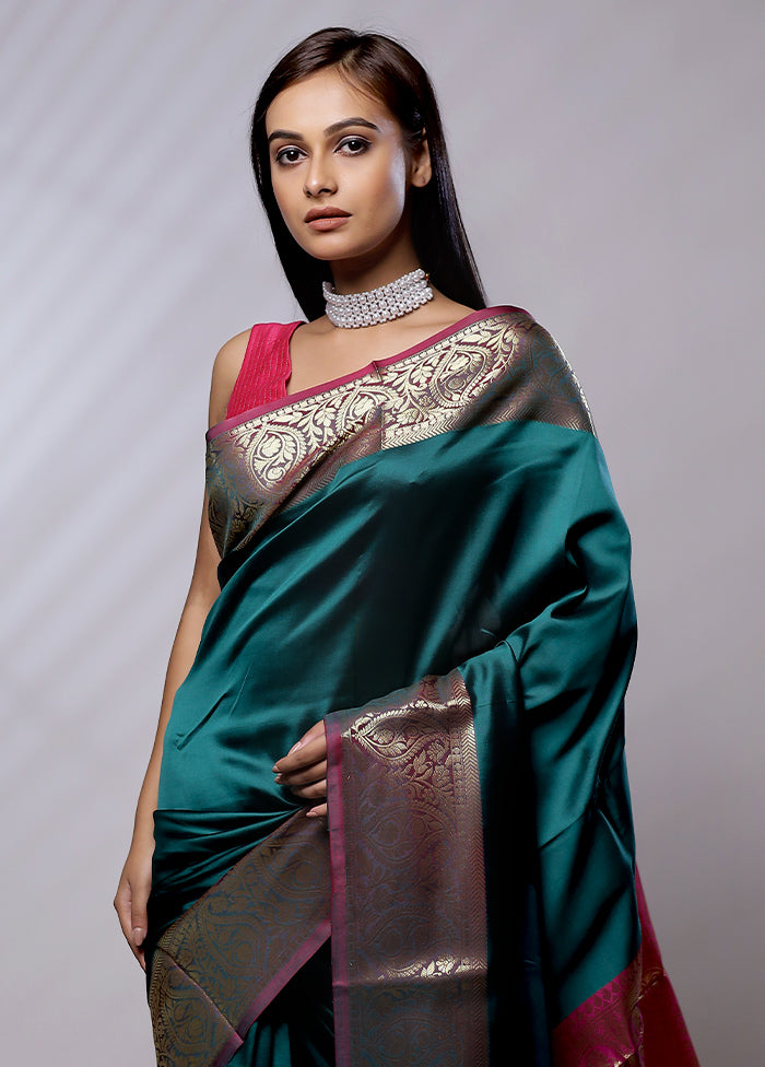 Green Katan Silk Saree With Blouse Piece