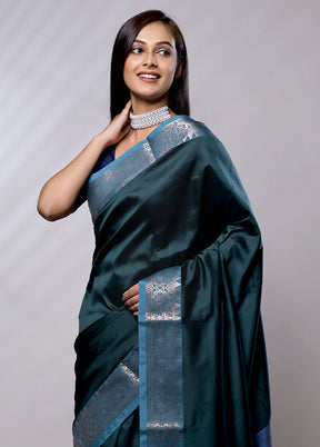 Green Katan Silk Saree With Blouse Piece