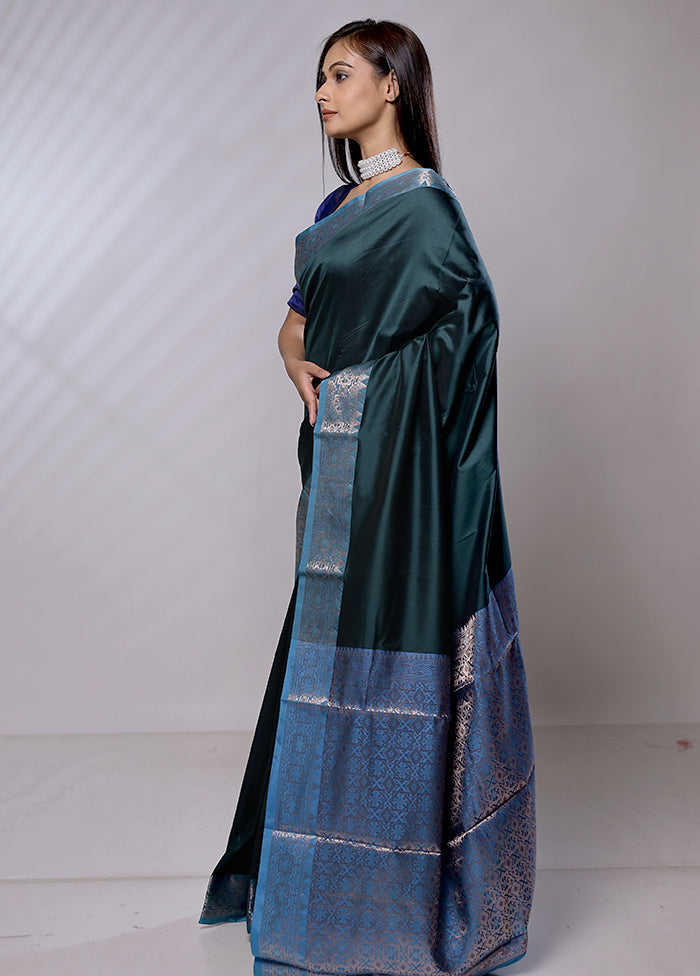 Green Katan Silk Saree With Blouse Piece