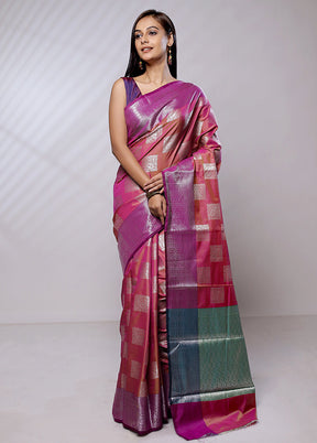 Pink Dupion Silk Saree With Blouse Piece