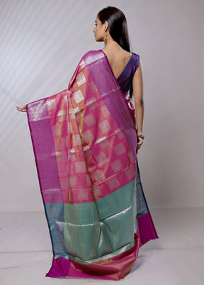 Pink Dupion Silk Saree With Blouse Piece