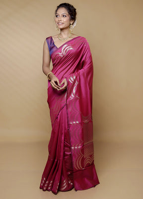 Purple Dupion Silk Saree With Blouse Piece