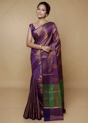 Purple Dupion Silk Saree With Blouse Piece