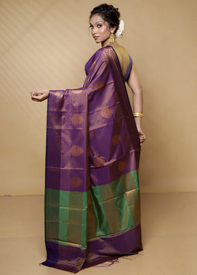 Purple Dupion Silk Saree With Blouse Piece