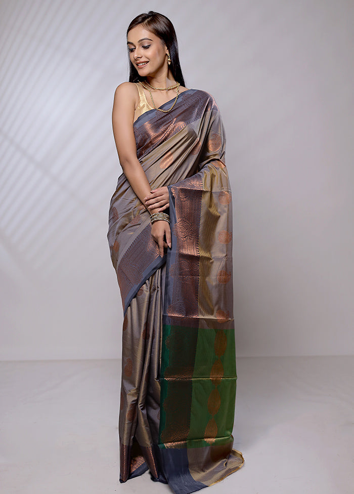 Green Dupion Silk Saree With Blouse Piece