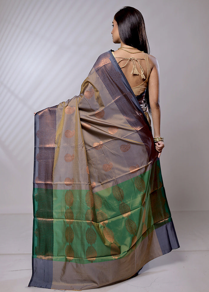 Green Dupion Silk Saree With Blouse Piece