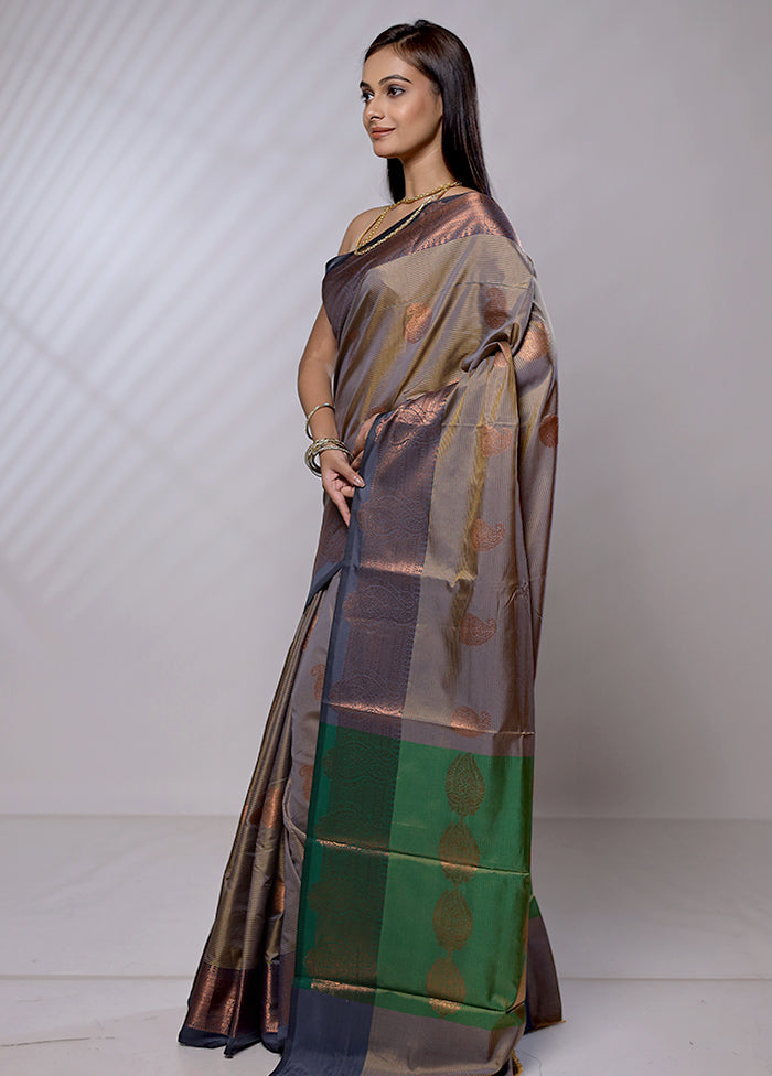 Green Dupion Silk Saree With Blouse Piece