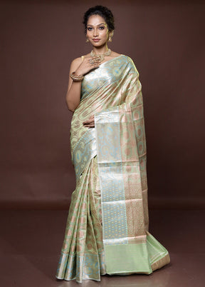 Green Tissue Silk Saree With Blouse Piece