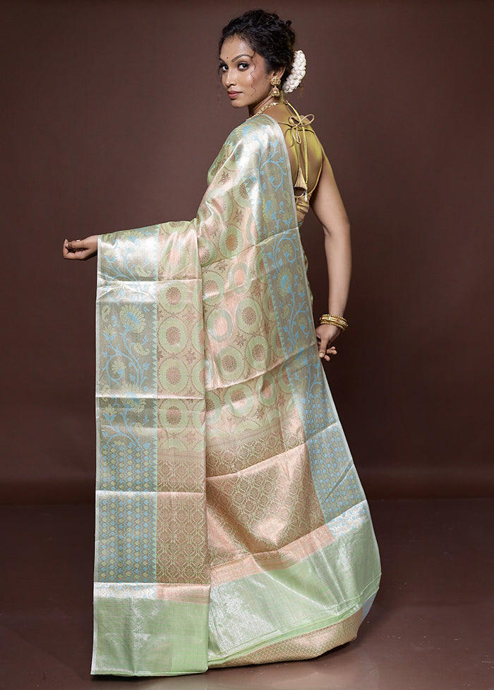 Green Tissue Silk Saree With Blouse Piece