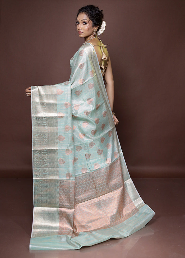 Green Tissue Silk Saree With Blouse Piece