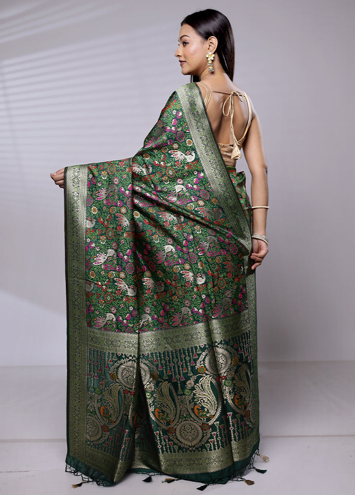 Green Dupion Silk Saree With Blouse Piece