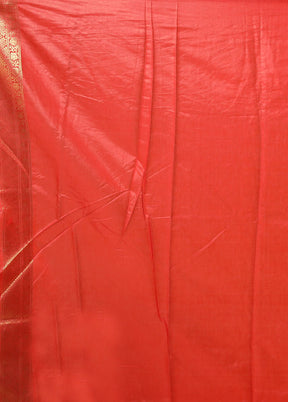 Red Dupion Silk Saree With Blouse Piece
