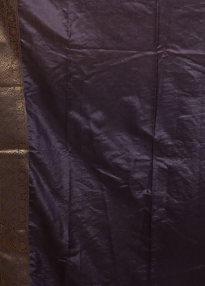 Blue Dupion Silk Saree With Blouse Piece