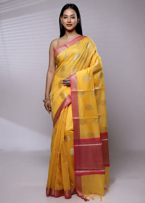 Yellow Cotton Saree With Blouse Piece - Indian Silk House Agencies