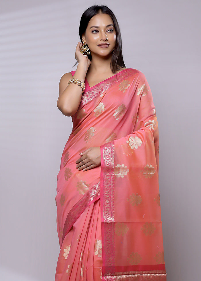 Pink Cotton Saree With Blouse Piece - Indian Silk House Agencies