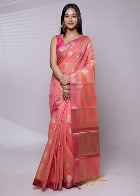 Pink Cotton Saree With Blouse Piece - Indian Silk House Agencies