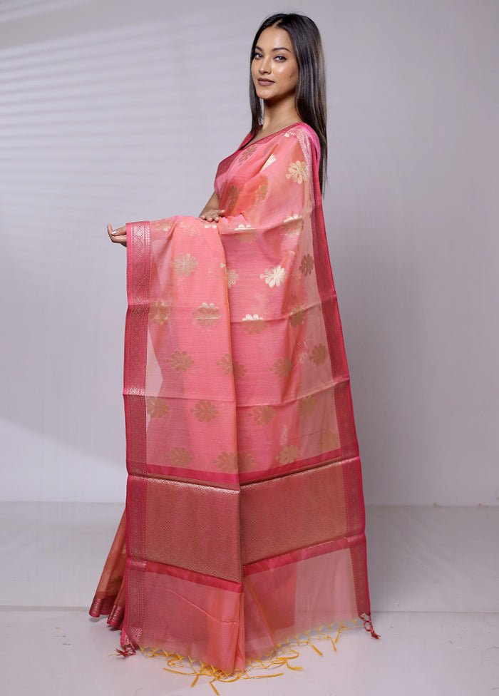 Pink Cotton Saree With Blouse Piece - Indian Silk House Agencies