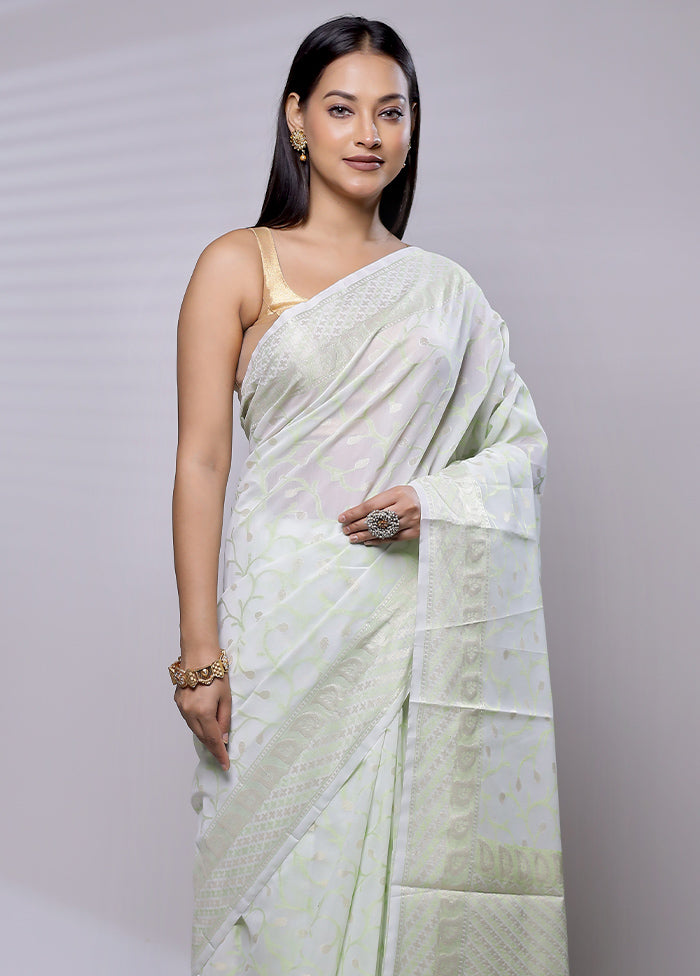 White Pure Cotton Saree With Blouse Piece