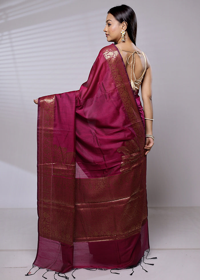 Purple Cotton Saree With Blouse Piece