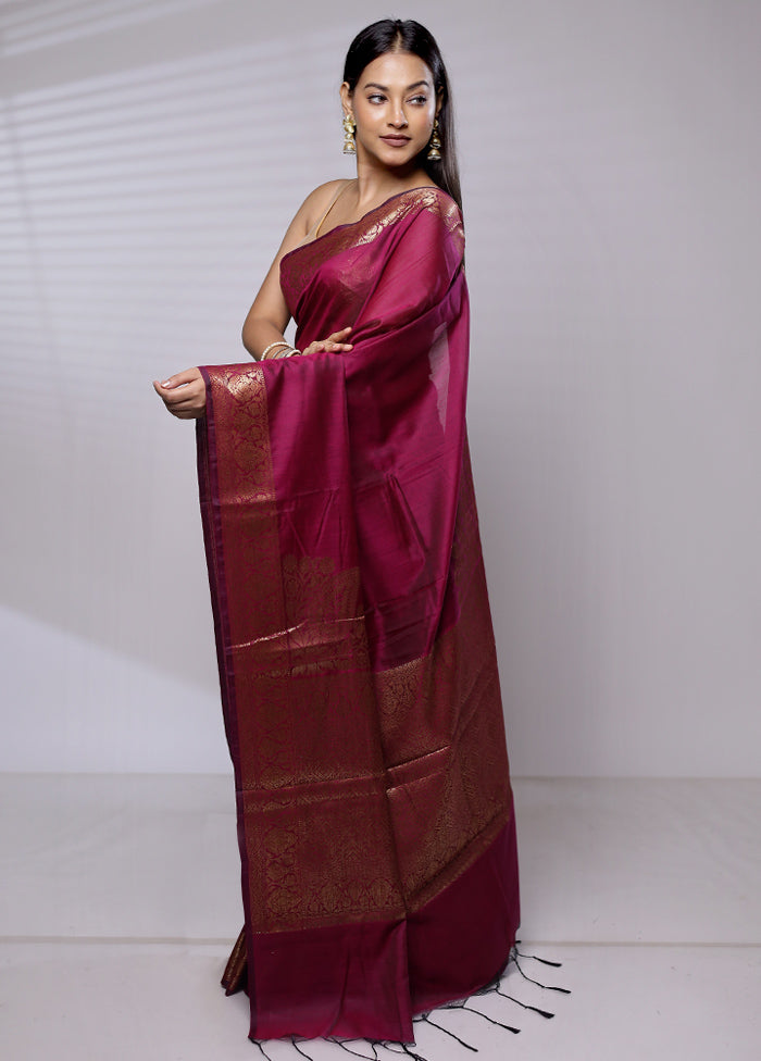 Purple Cotton Saree With Blouse Piece