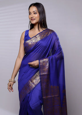 Blue Pure Cotton Saree With Blouse Piece