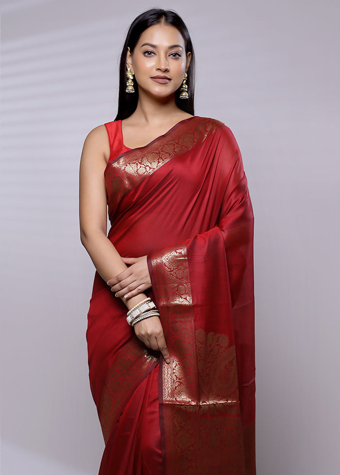 Red Cotton Saree With Blouse Piece - Indian Silk House Agencies