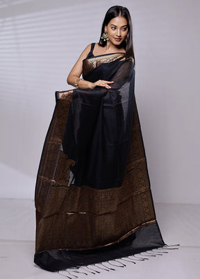 Black Cotton Saree With Blouse Piece