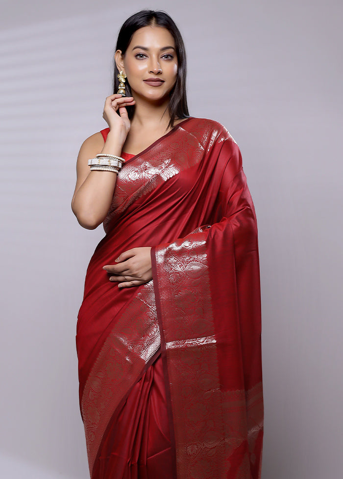 Red Cotton Saree With Blouse Piece - Indian Silk House Agencies