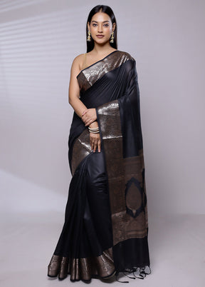 Black Cotton Saree With Blouse Piece