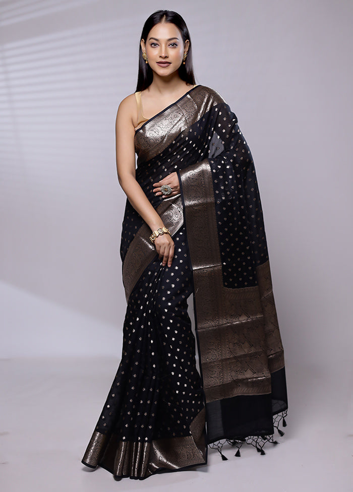 Black Cotton Saree With Blouse Piece