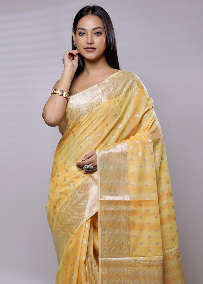 Yellow Cotton Saree With Blouse Piece - Indian Silk House Agencies