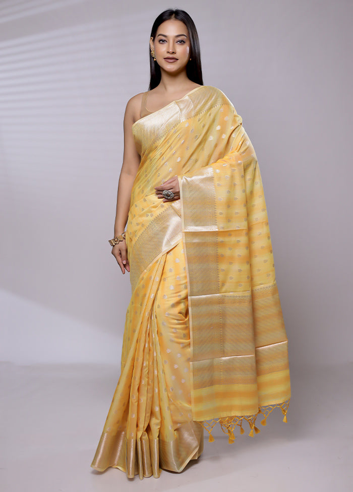 Yellow Cotton Saree With Blouse Piece - Indian Silk House Agencies