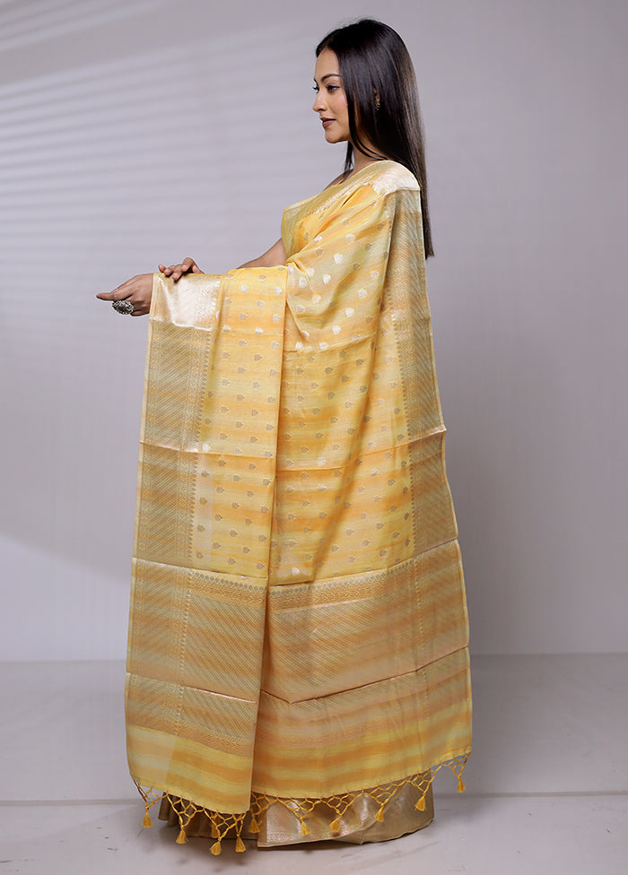 Yellow Cotton Saree With Blouse Piece - Indian Silk House Agencies