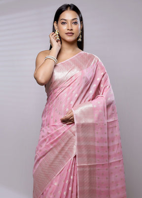 Pink Cotton Saree With Blouse Piece