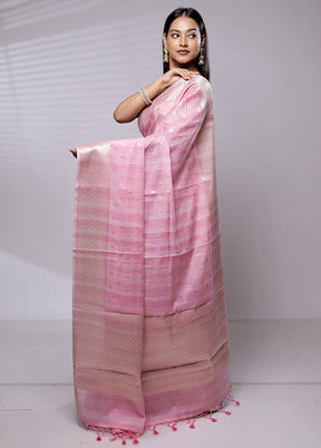 Pink Cotton Saree With Blouse Piece