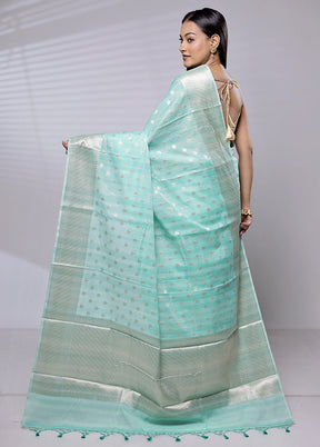 Green Cotton Saree With Blouse Piece - Indian Silk House Agencies