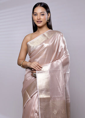 Pink Tissue Silk Saree With Blouse Piece